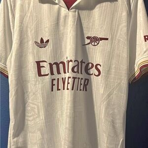 Adidas White and Red Arsenal Men's Jersey